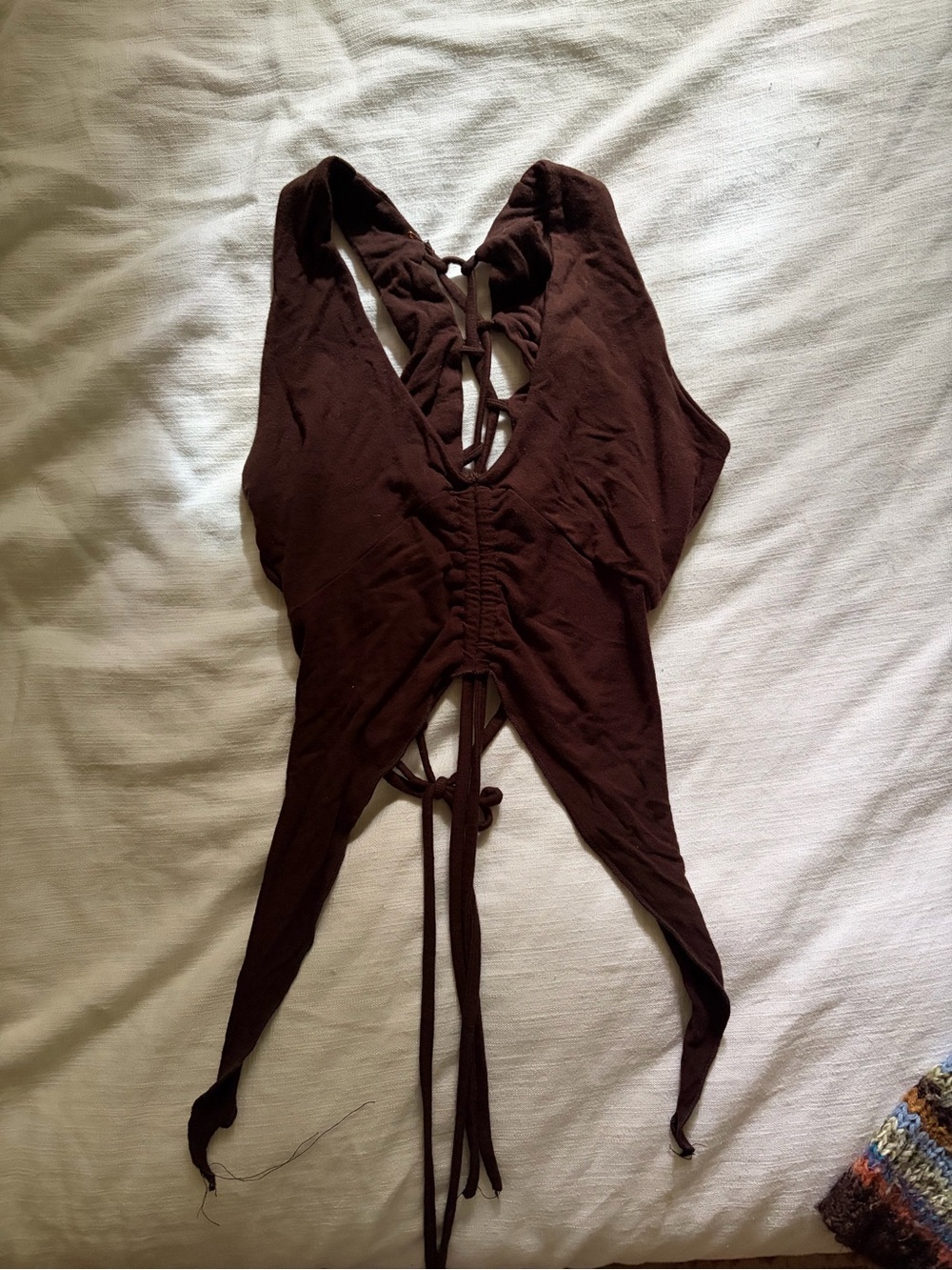 Umba Love Brown Lace-Up Tank Top with Adjustable Front Ties